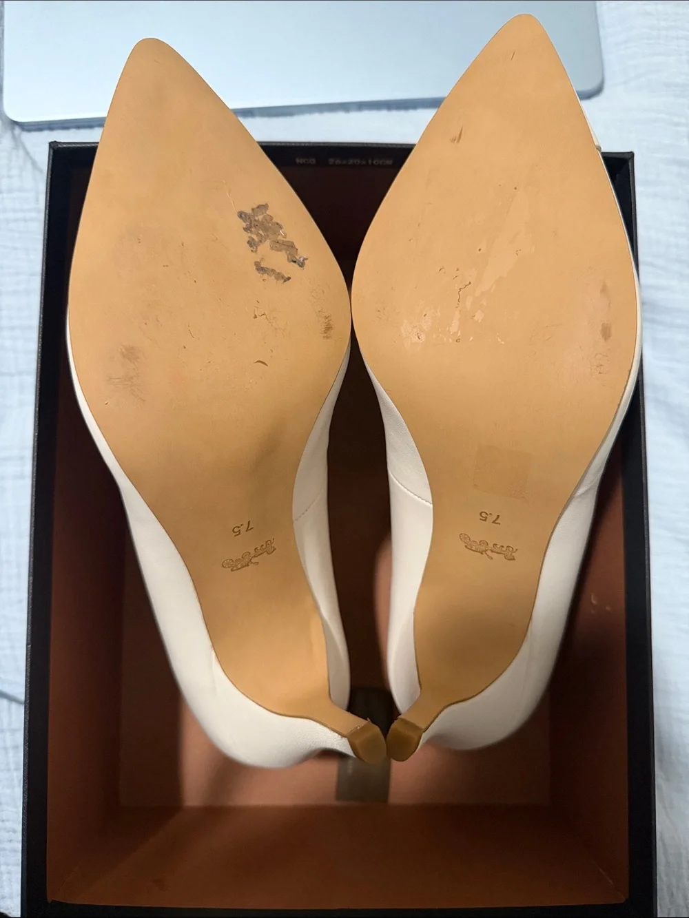 Coach Cream Pointed Toe Leather Pumps